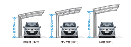 柱の高さは3つのバリエーションをご用意