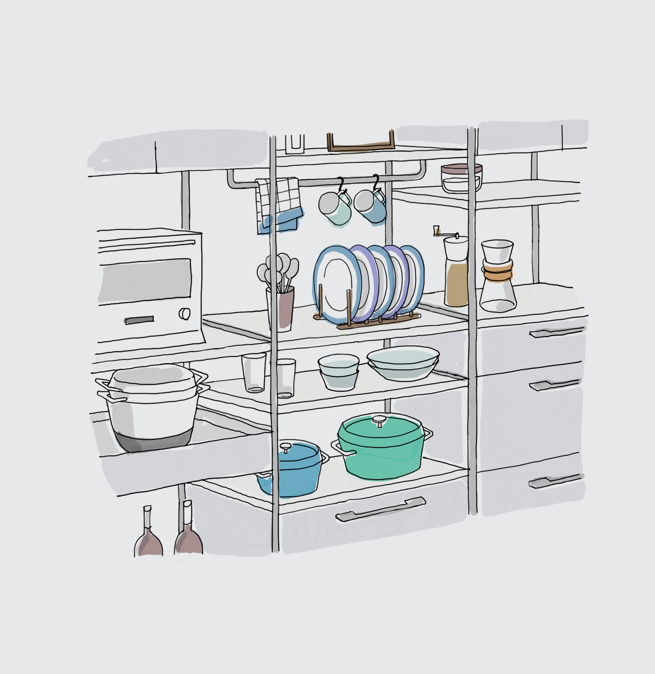 お気に入りの食器は見せる収納で使い勝手との両立を イメージイラスト