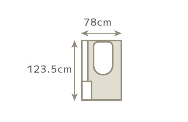 トイレの広さ：78cm、123.5cm