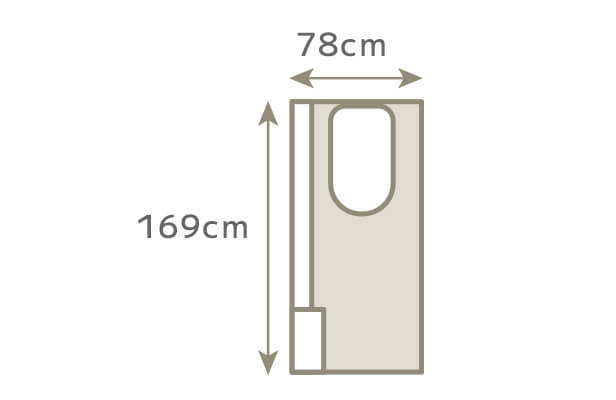 トイレの広さ：78cm、169cm